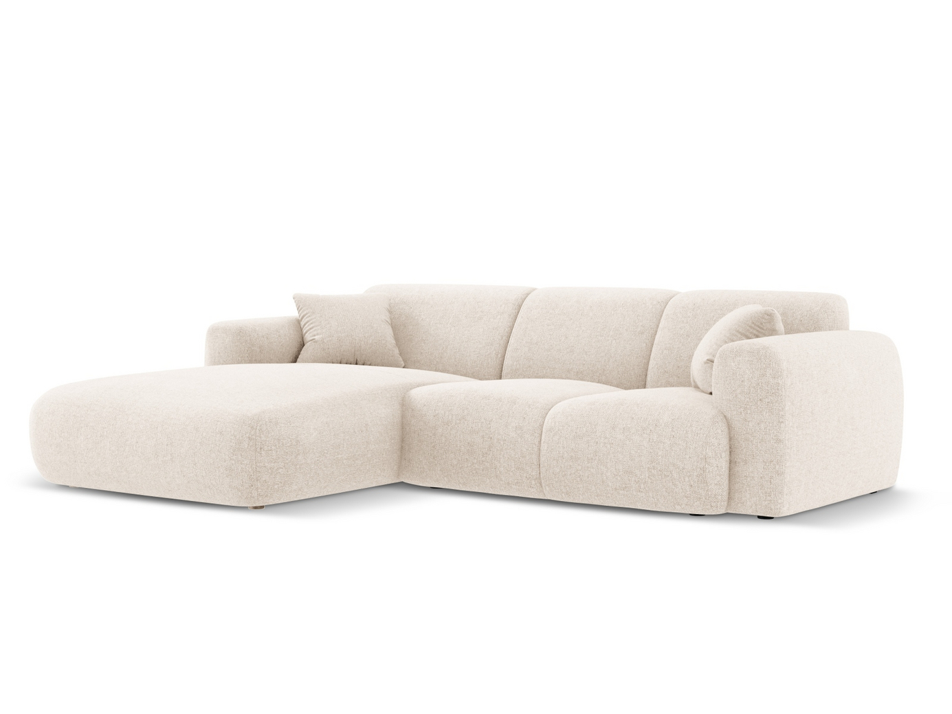 Cosmopolitan Design venstrevendt hjørnesofa, "Nolio", 4-personers, 260 × 170 × 72 cm, Haga, sorte plastben