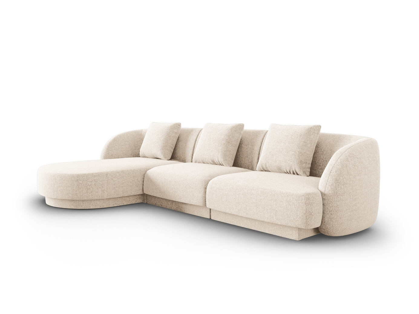 Cosmopolitan Design venstrevendt hjørnesofa, "Tulum", 4-personers, 255 × 156 × 70 cm, Haga, sorte plastben