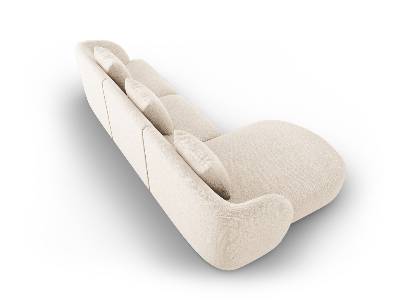 Cosmopolitan Design venstrevendt hjørnesofa, "Tulum", 4-personers, 255 × 156 × 70 cm, Haga, sorte plastben