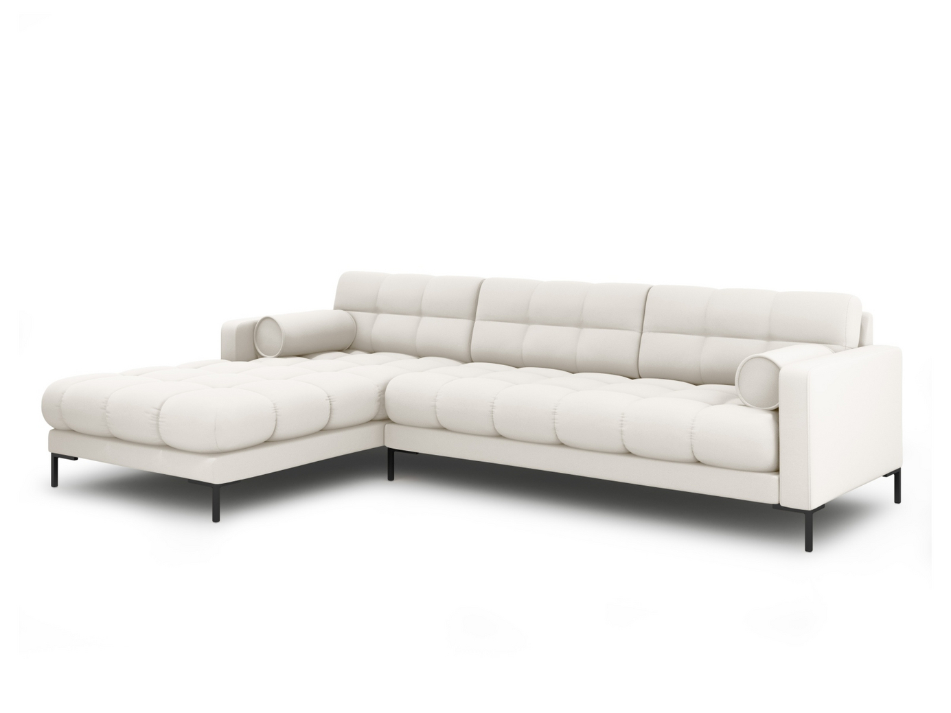 Cosmopolitan Design venstrevendt hjørnesofa, "Bali", 5-personers, 293 × 185 × 75 cm, Neve, sorte metalben