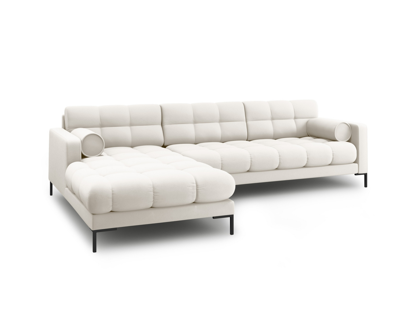 Cosmopolitan Design venstrevendt hjørnesofa, "Bali", 5-personers, 293 × 185 × 75 cm, Neve, sorte metalben