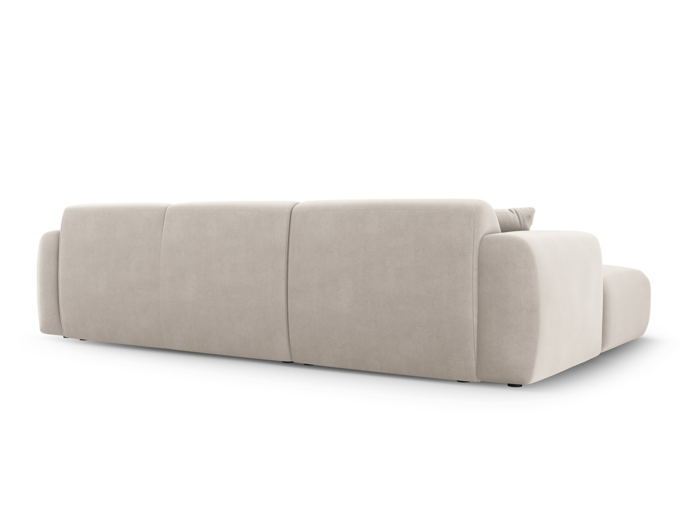 Cosmopolitan Design venstrevendt velourhjørnesofa, "Nolio", 4-personers, 260 × 170 × 72 cm, Casino, sorte plastben