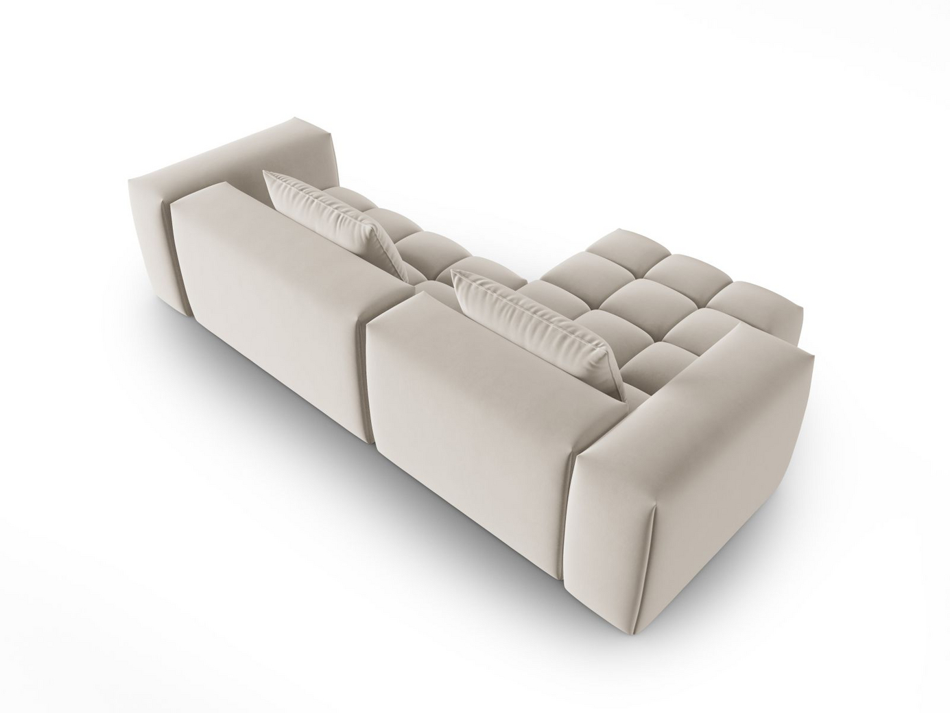 Cosmopolitan Design venstrevendt velourmodulhjørnesofa, "Verona", 3-personers, 260 × 145 × 70 cm, Casino, sorte plastben