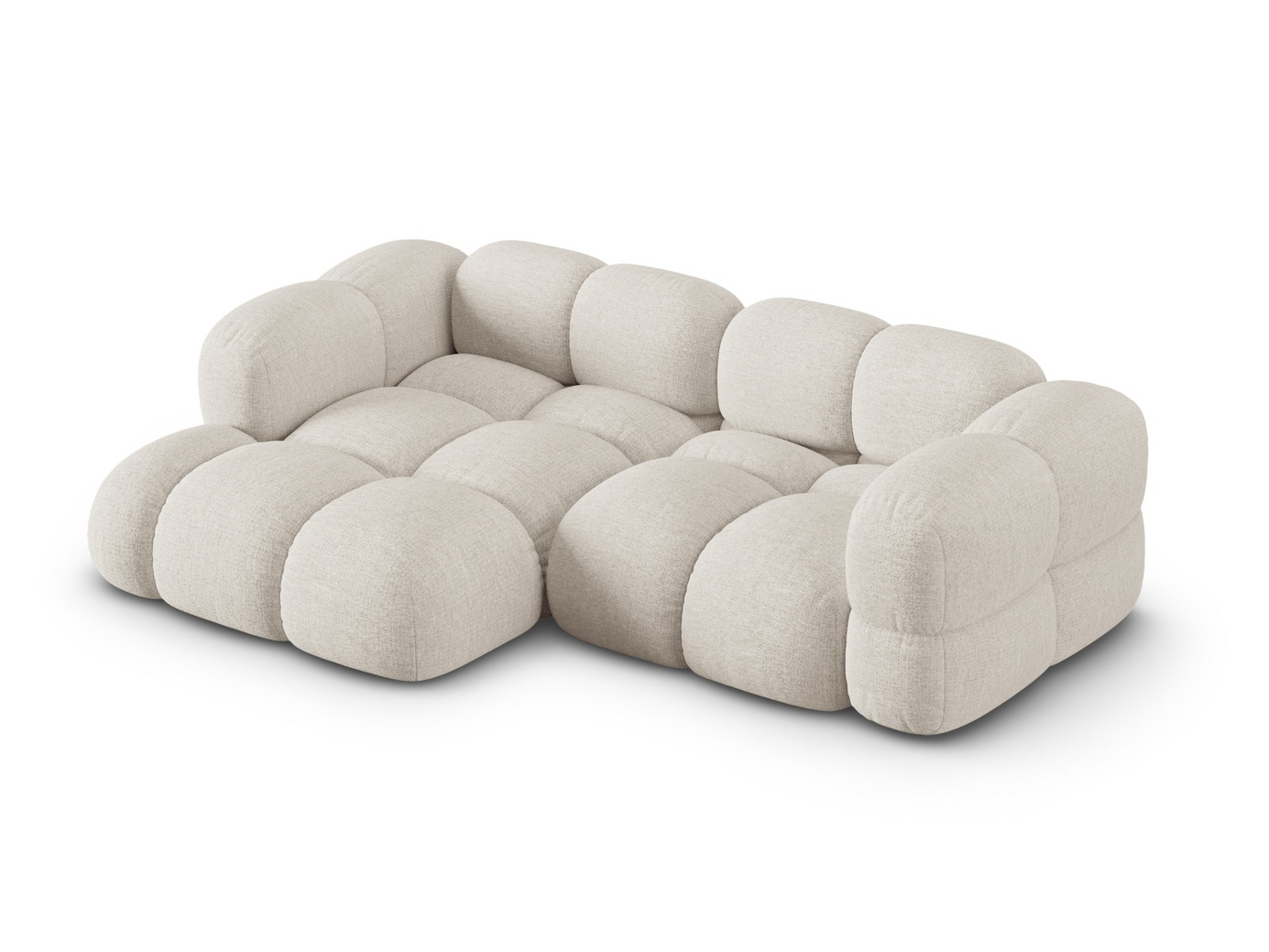 Cosmopolitan Design venstrevendt hjørnesofa, "Loretto", 3-personers, 250 × 147 × 68 cm, Sorella, sorte plastben