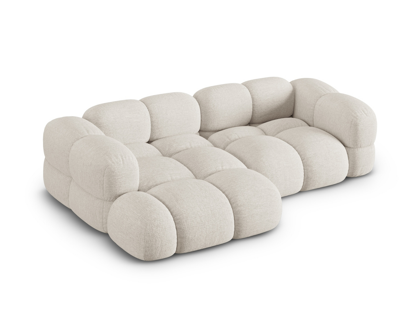 Cosmopolitan Design venstrevendt hjørnesofa, "Loretto", 3-personers, 250 × 147 × 68 cm, Sorella, sorte plastben