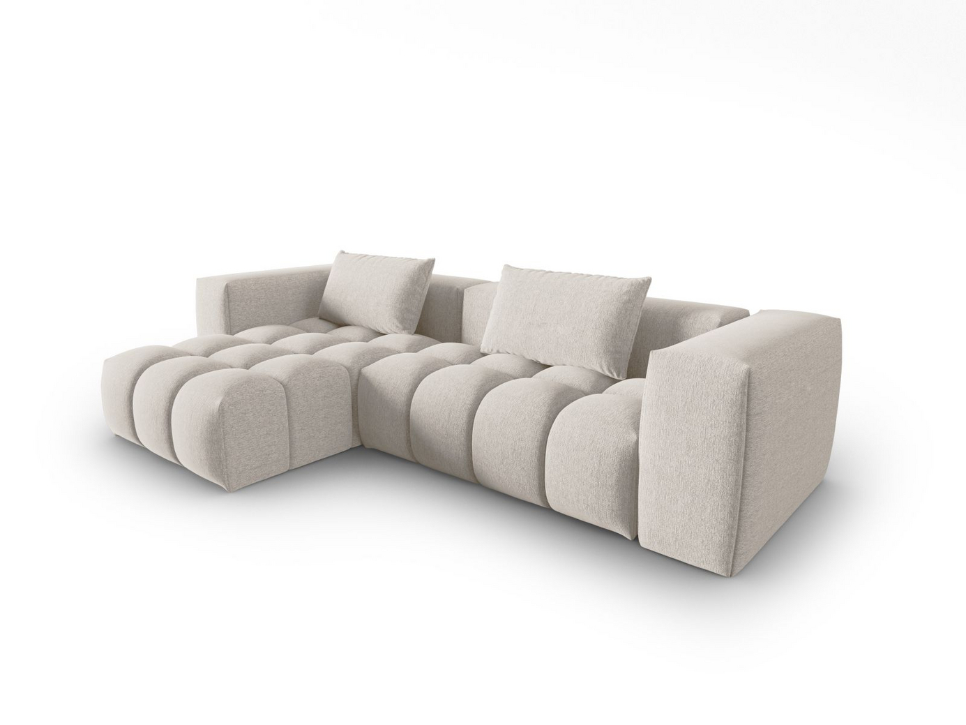 Cosmopolitan Design venstrevendt modulhjørnesofa, "Verona", 3-personers, 260 × 145 × 70 cm, Sorella, sorte plastben