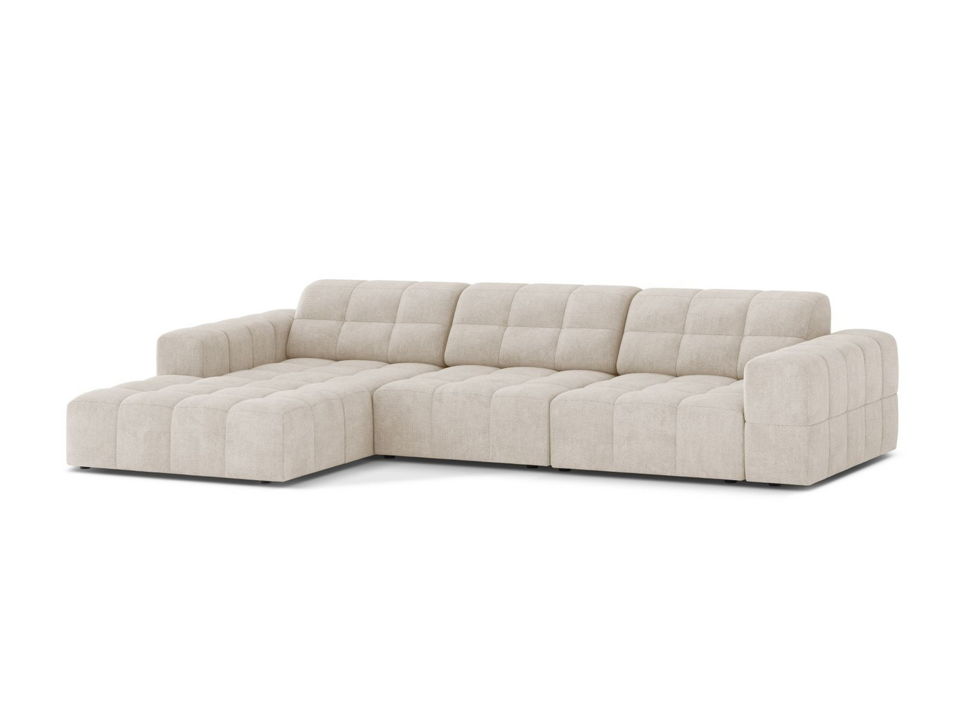 Cosmopolitan Design venstrevendt hjørnesofa, "Chicago", 4-personers, 294 × 167 × 78 cm, Eden 10, sorte plastben
