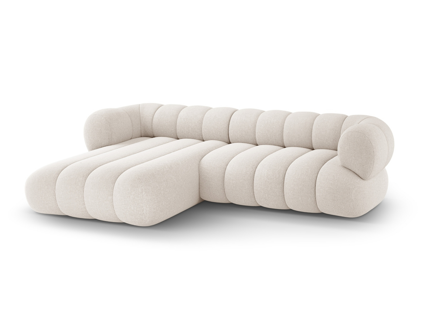 Cosmopolitan Design venstrevendt hjørnesofa, "Koge", 5-personers, 270 × 165 × 70 cm, Eden 10, sorte plastben