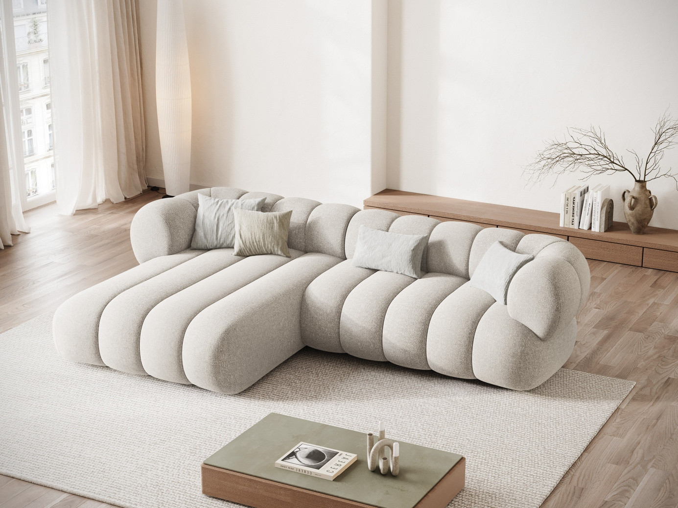 Cosmopolitan Design venstrevendt hjørnesofa, "Koge", 5-personers, 270 × 165 × 70 cm, Eden 10, sorte plastben