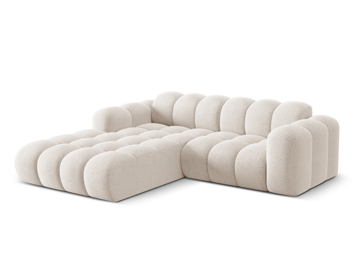 Cosmopolitan Design venstrevendt hjørnesofa, "Treno", 3-personers, 240 × 184 × 70 cm, Eden 10, sorte plastben