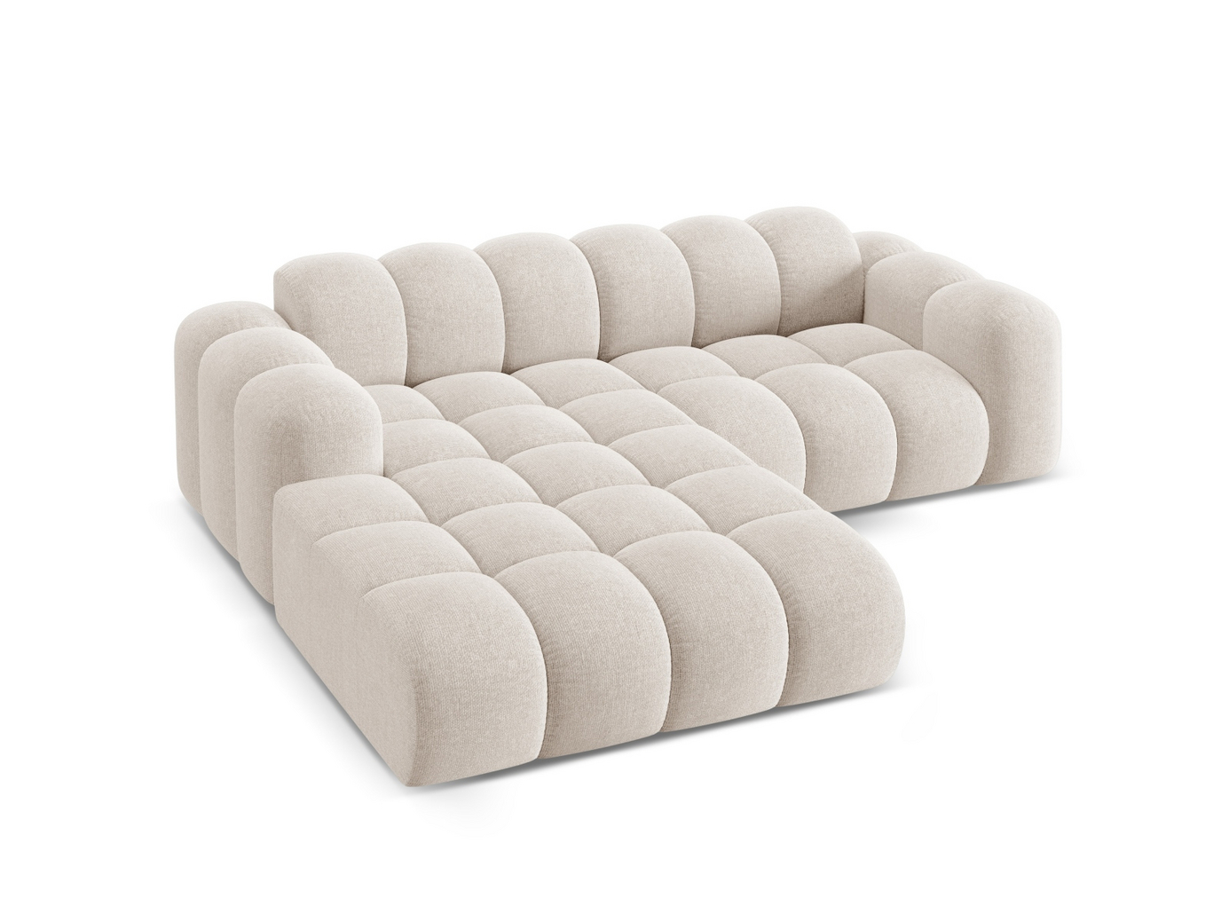 Cosmopolitan Design venstrevendt hjørnesofa, "Treno", 3-personers, 240 × 184 × 70 cm, Eden 10, sorte plastben