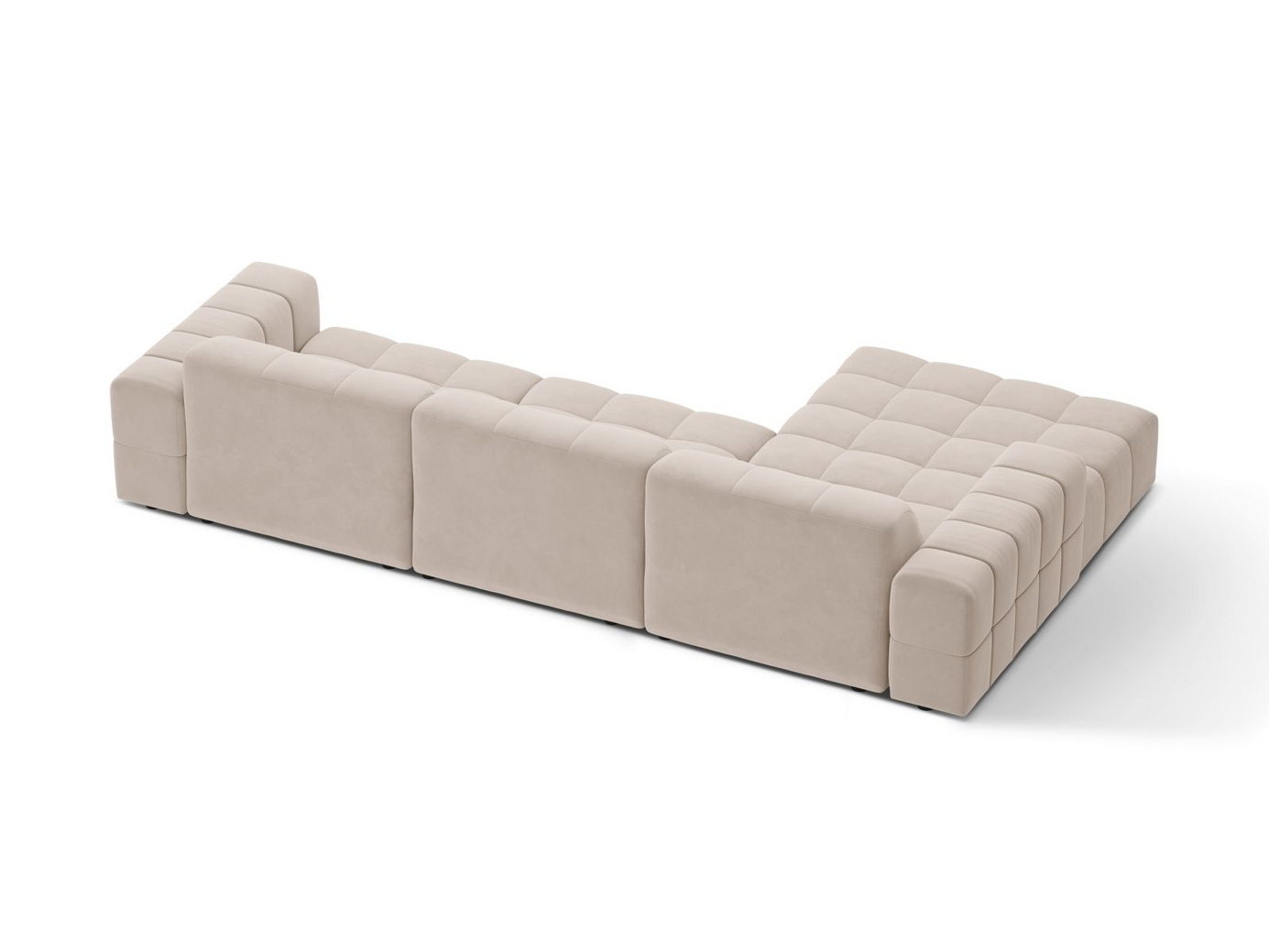Cosmopolitan Design venstrevendt velourhjørnesofa, "Chicago", 4-personers, 294 × 167 × 78 cm, Venus, sorte plastben