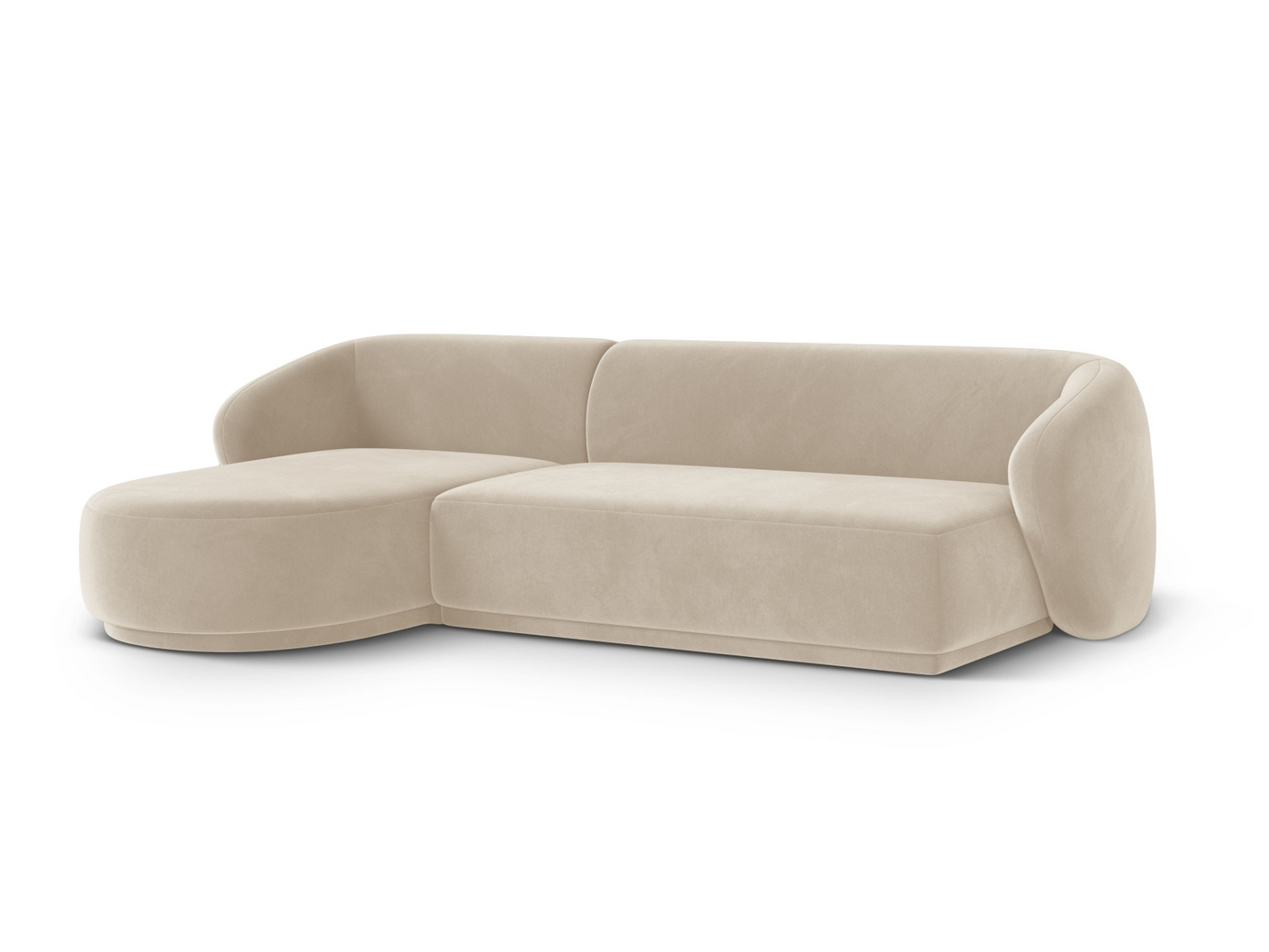 Cosmopolitan Design venstrevendt velourhjørnesofa, "Gomera", 4-personers, 260 × 155 × 74 cm, Salvador, sorte plastben
