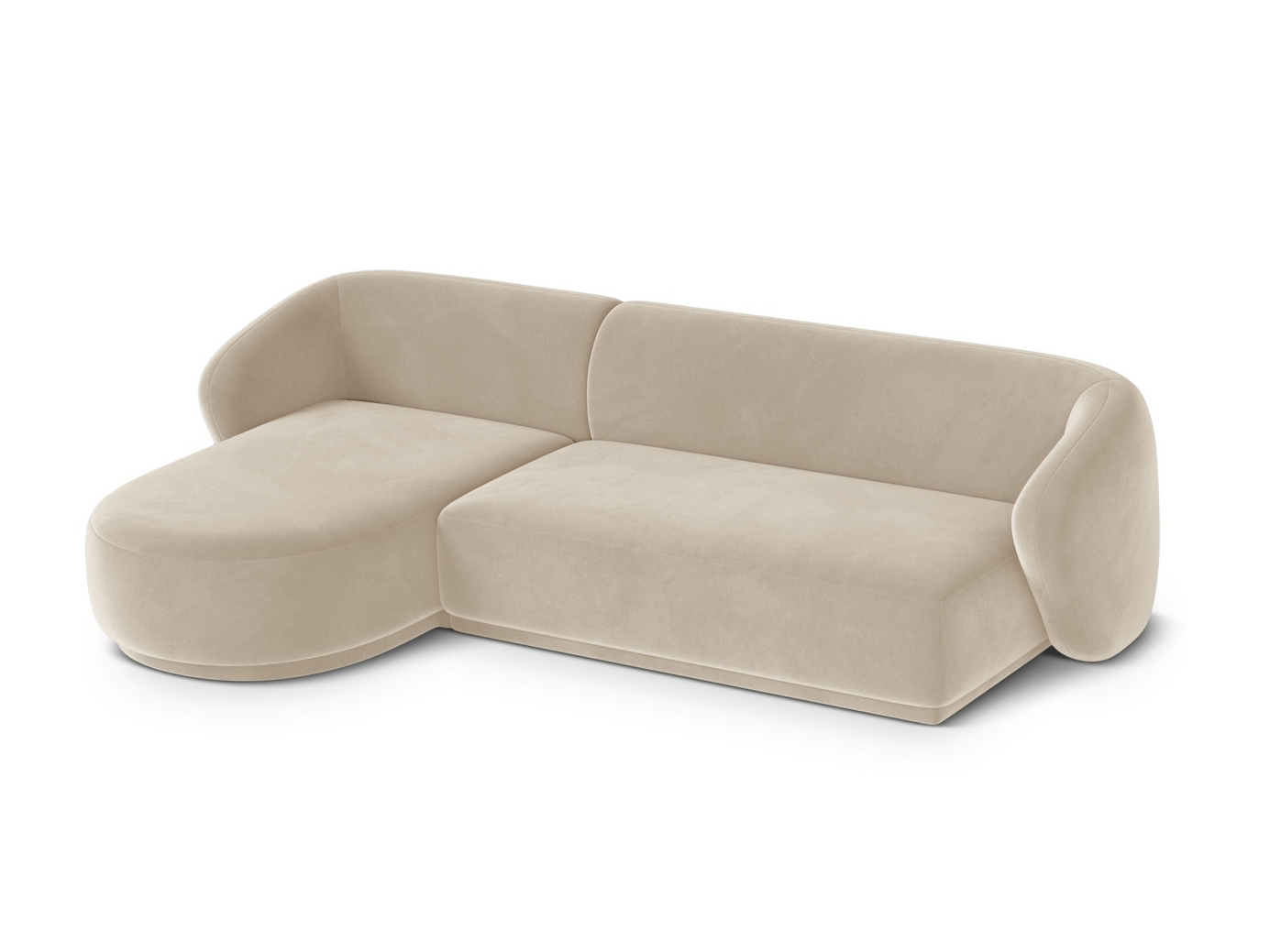 Cosmopolitan Design venstrevendt velourhjørnesofa, "Gomera", 4-personers, 260 × 155 × 74 cm, Salvador, sorte plastben