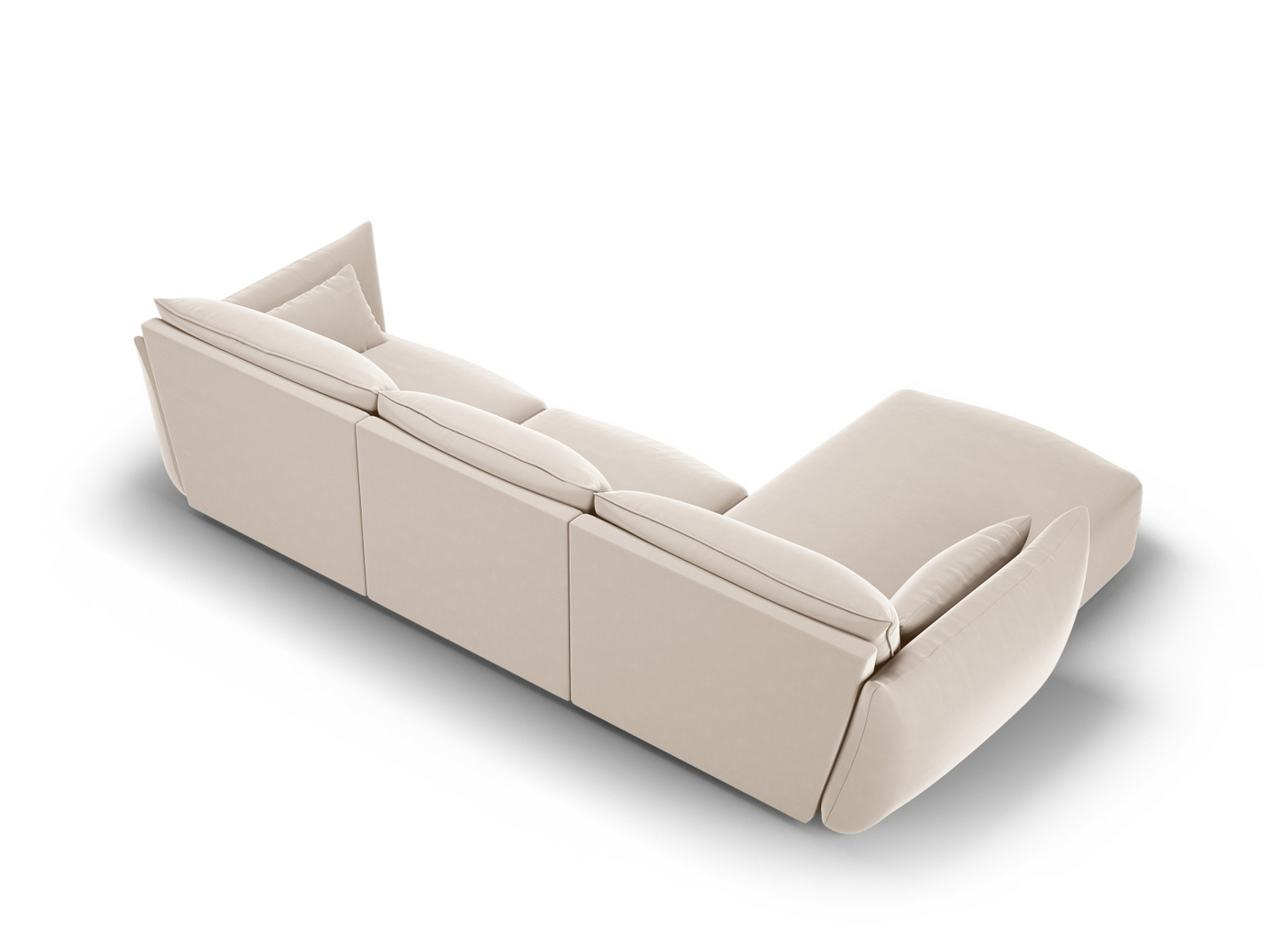 Cosmopolitan Design venstrevendt velourhjørnesofa, "Matera", 4-personers, 308 × 171 × 85 cm, Salvador, sorte plastben