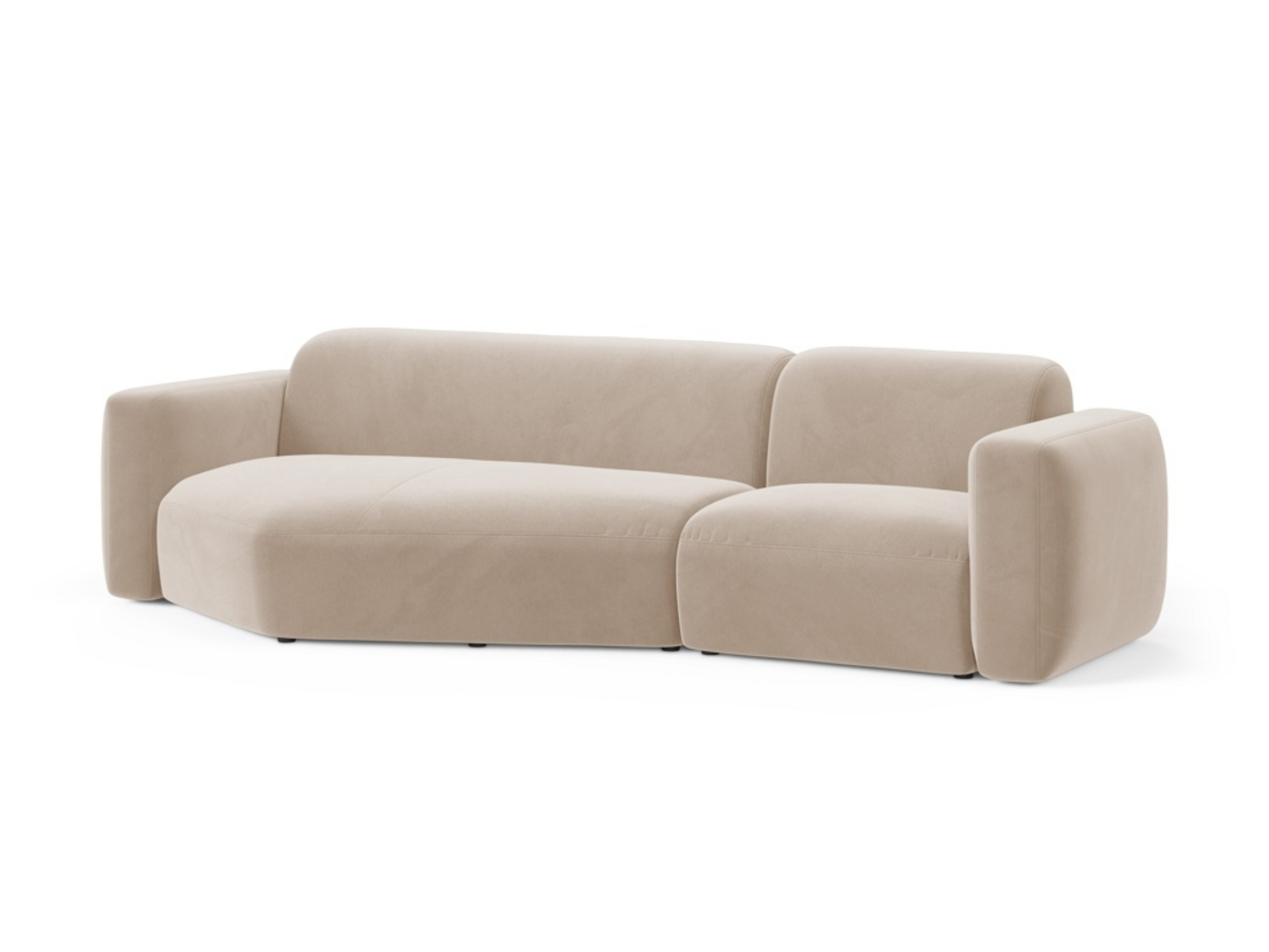 Cosmopolitan Design venstrevendt velourmodulhjørnesofa, "Strino", 3-personers, 308 × 136 × 78 cm, Salvador, sorte plastben