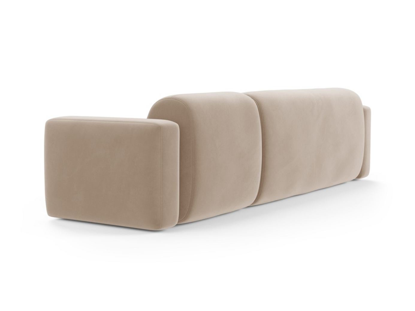 Cosmopolitan Design venstrevendt velourmodulhjørnesofa, "Strino", 3-personers, 308 × 136 × 78 cm, Salvador, sorte plastben