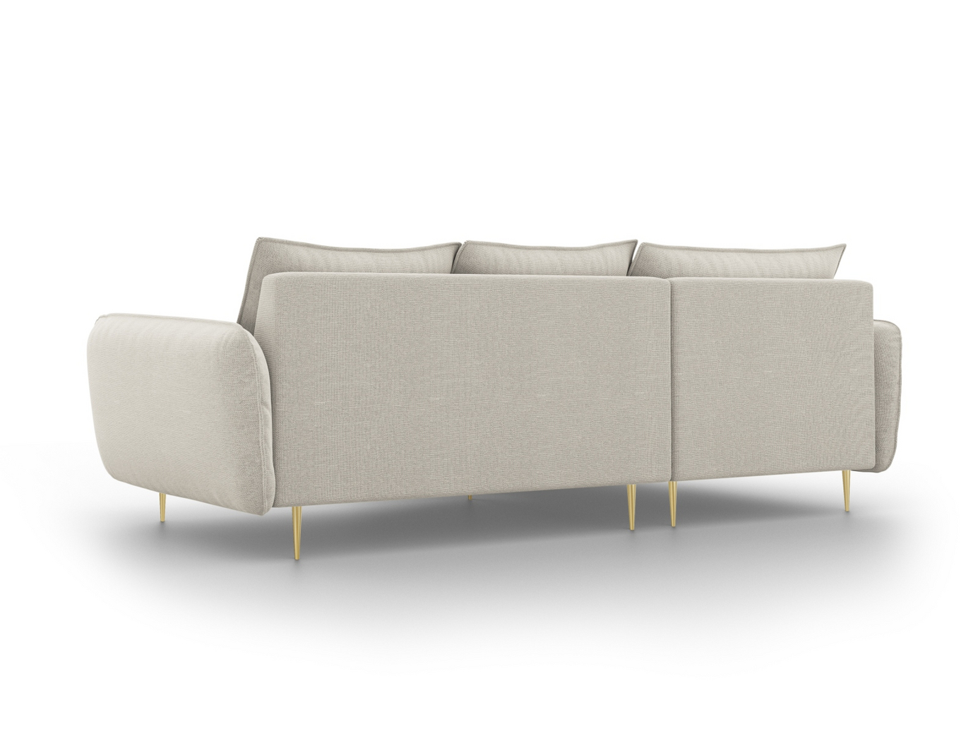 Cosmopolitan Design venstrevendt hjørnesofa, "Vienna", 5-personers, 255 × 170 × 95 cm, Positano, guldfarvede metalben