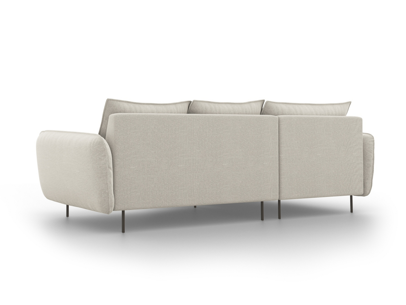 Cosmopolitan Design venstrevendt hjørnesofa, "Vienna", 5-personers, 255 × 170 × 95 cm, Positano, sorte metalben