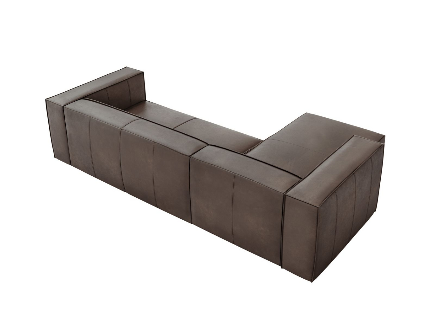 Cosmopolitan Design venstrevendt ægte læder hjørnesofa, "Turin", 5-personers, 290 × 173 × 68 cm, Granada, ben i sort bøg