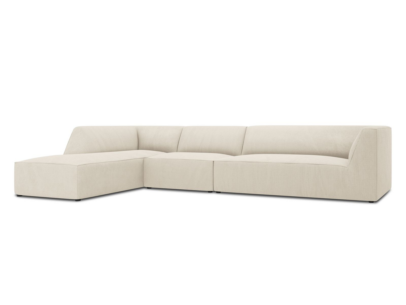 Cosmopolitan Design venstrevendt modulhjørnesofa, "Siena", 5-personers, 366 × 180 × 69 cm, Scala, sorte plastben