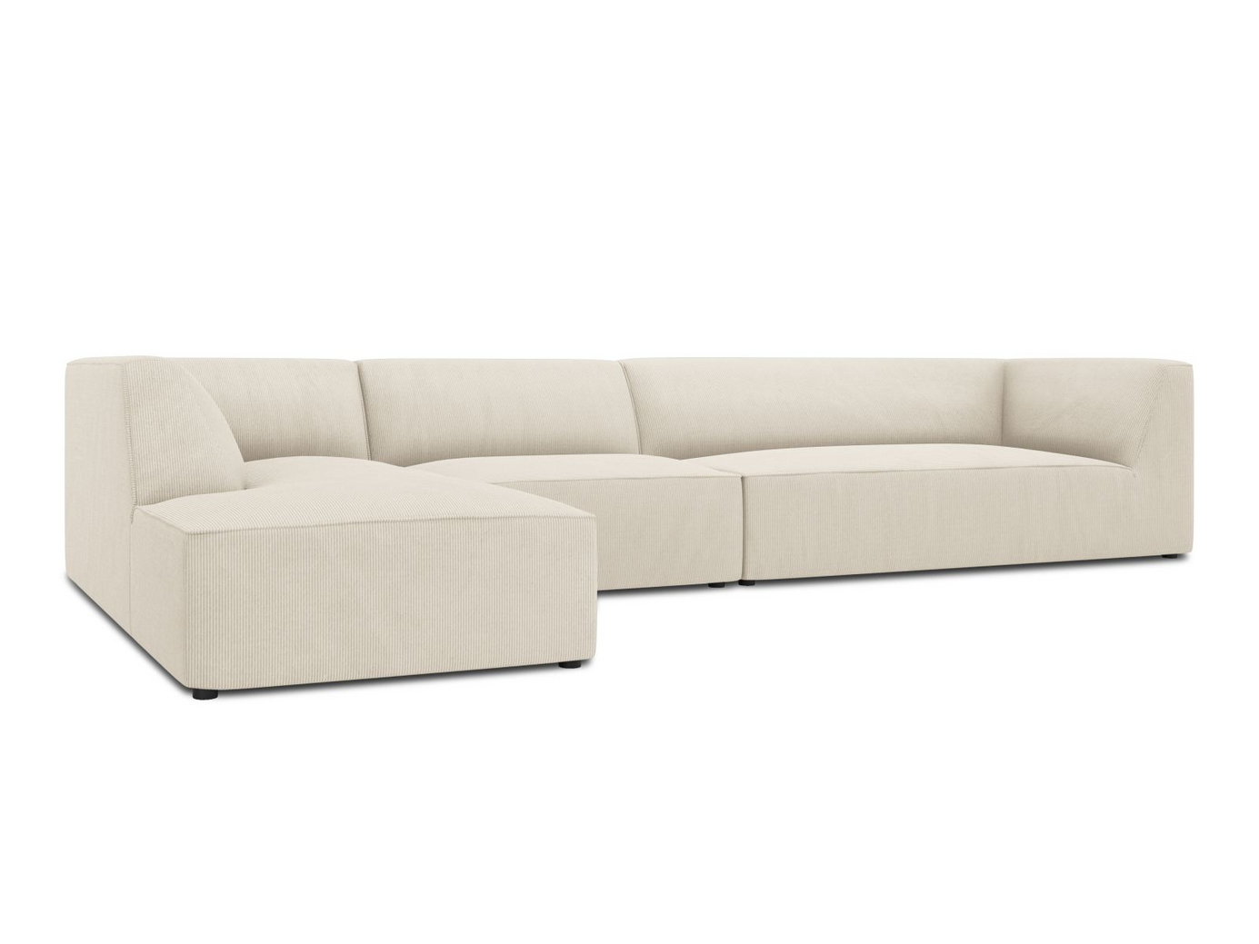 Cosmopolitan Design venstrevendt modulhjørnesofa, "Siena", 5-personers, 366 × 180 × 69 cm, Scala, sorte plastben