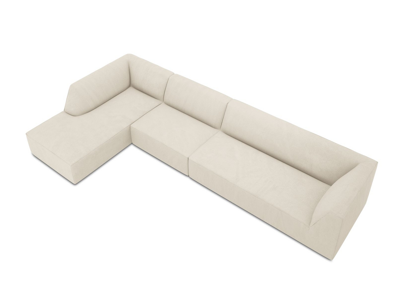 Cosmopolitan Design venstrevendt modulhjørnesofa, "Siena", 5-personers, 366 × 180 × 69 cm, Scala, sorte plastben