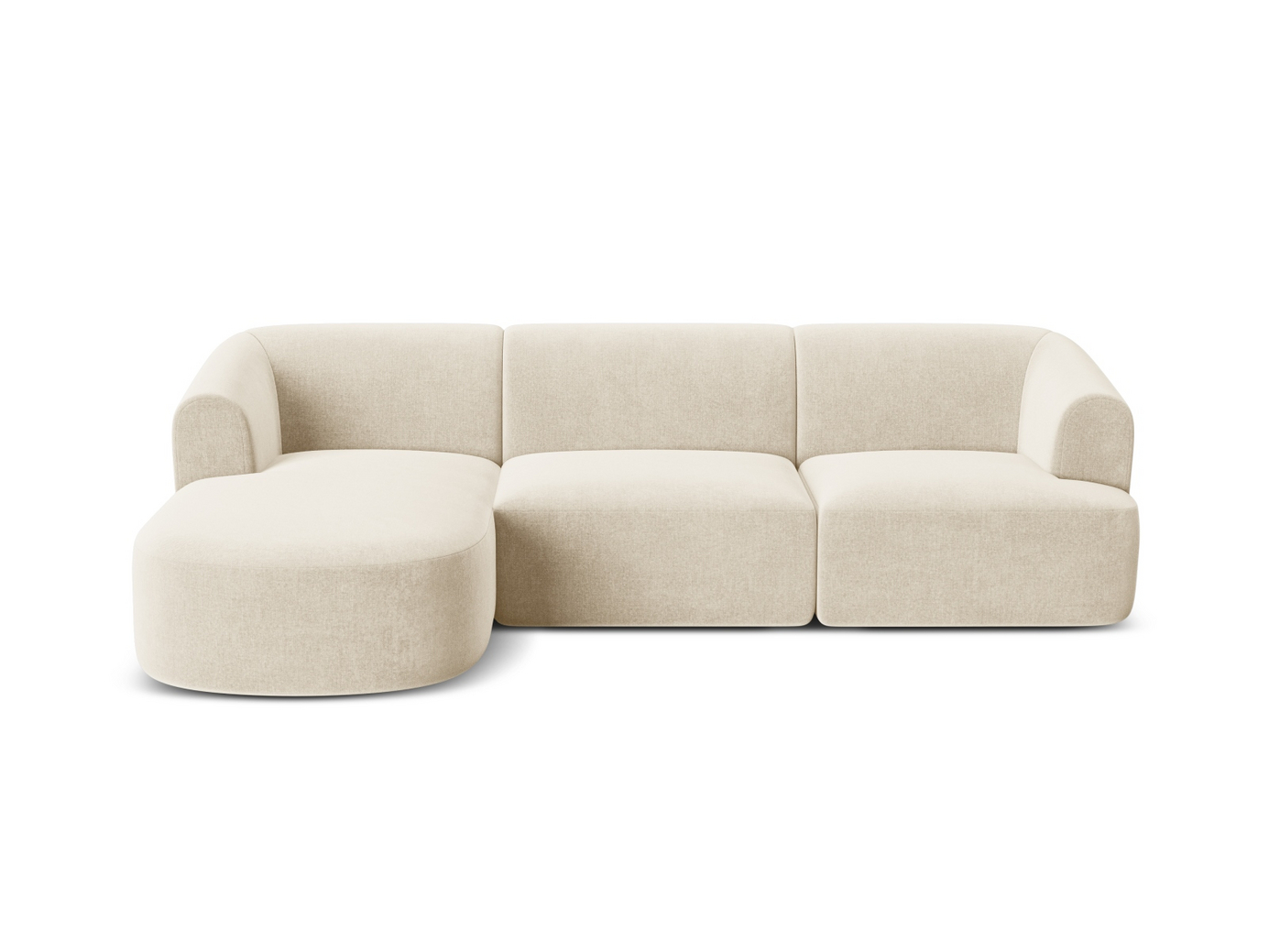 Cosmopolitan Design venstrevendt velourmodulhjørnesofa, "Campi", 4-personers, 256 × 156 × 70 cm, Vogue, sorte plastben