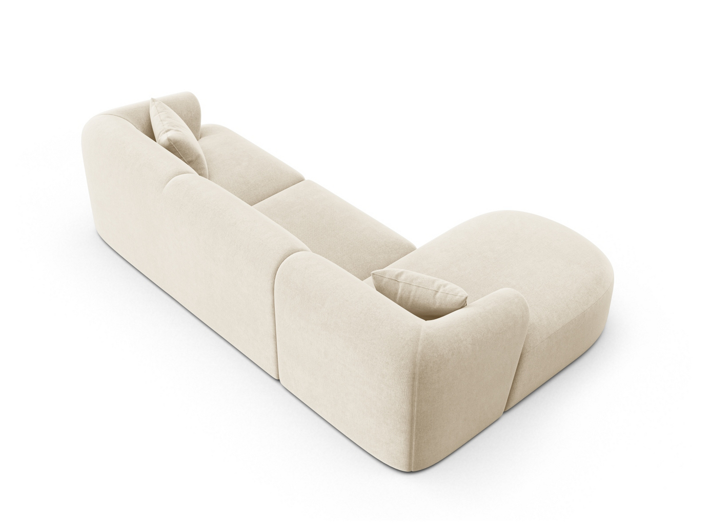 Cosmopolitan Design venstrevendt velourmodulhjørnesofa, "Campi", 4-personers, 256 × 156 × 70 cm, Vogue, sorte plastben