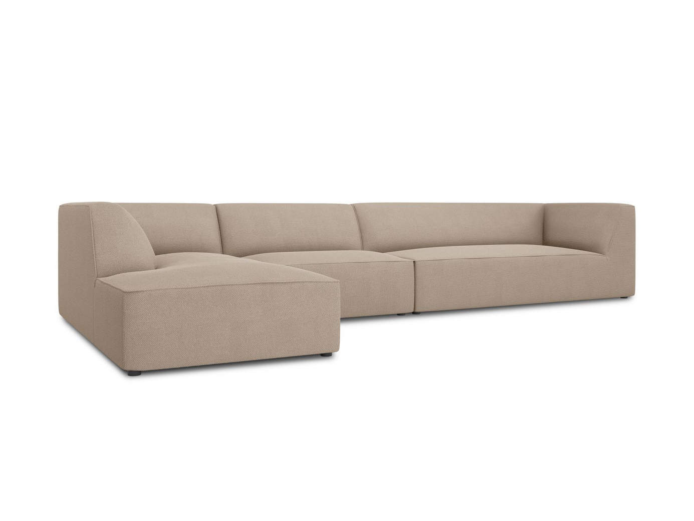 Cosmopolitan Design venstrevendt modulhjørnesofa, "Siena", 5-personers, 366 × 180 × 69 cm, Ottawa, sorte plastben