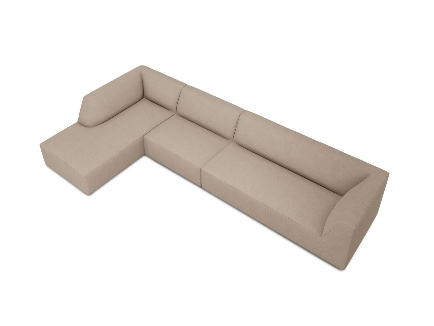 Cosmopolitan Design venstrevendt modulhjørnesofa, "Siena", 5-personers, 366 × 180 × 69 cm, Ottawa, sorte plastben