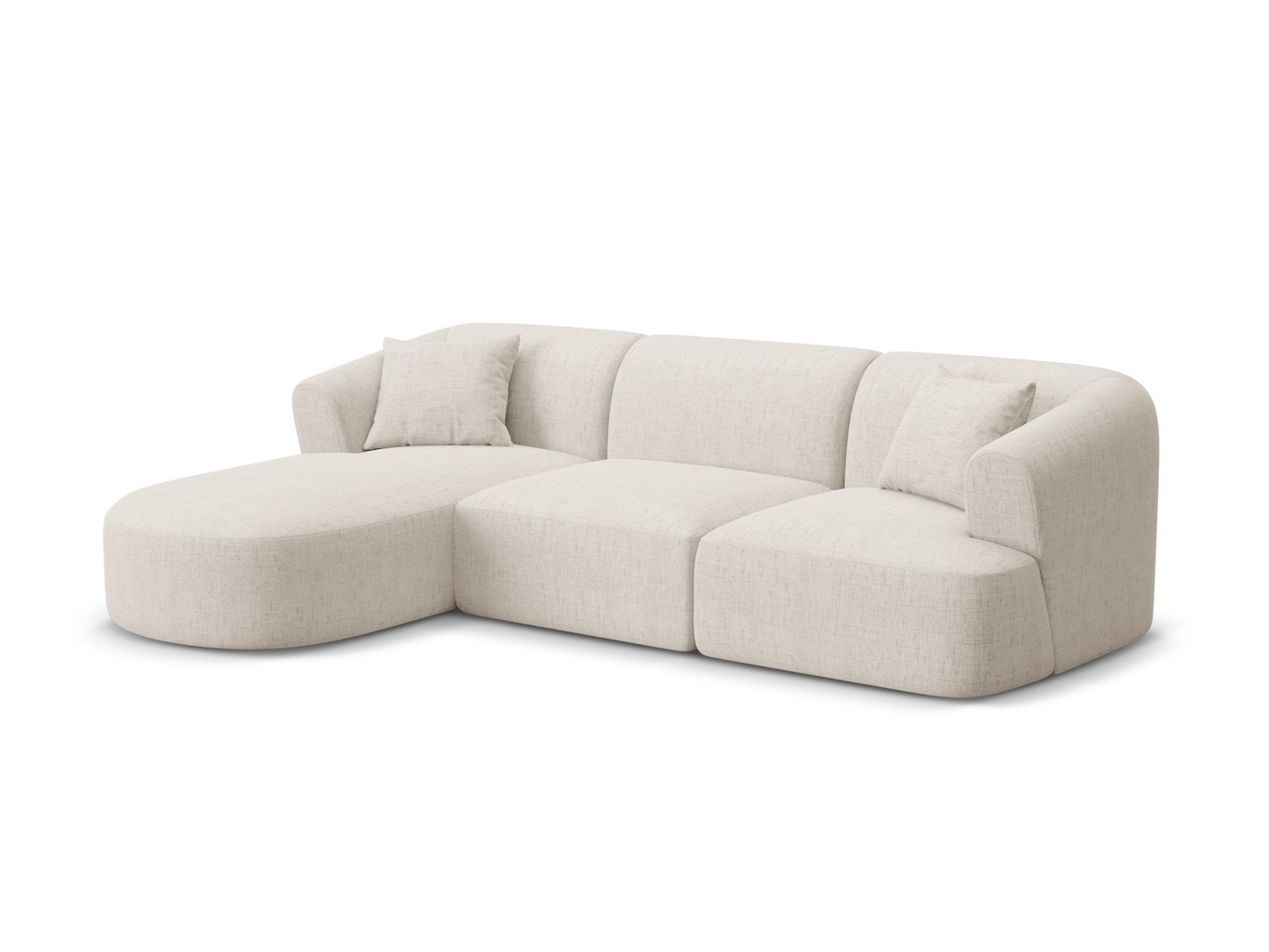 Cosmopolitan Design venstrevendt modulhjørnesofa, "Campi", 4-personers, 256 × 156 × 70 cm, Moly, sorte plastben