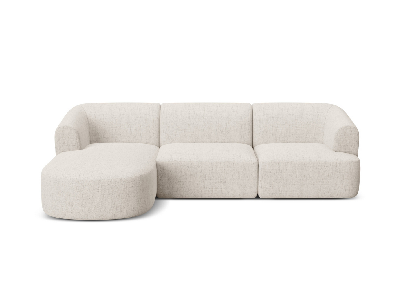 Cosmopolitan Design venstrevendt modulhjørnesofa, "Campi", 4-personers, 256 × 156 × 70 cm, Moly, sorte plastben