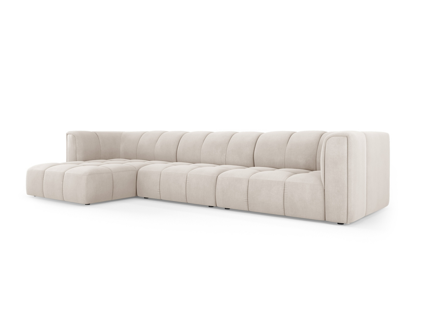 Cosmopolitan Design venstrevendt modulhjørnesofa, "Moritz", 5-personers, 316 × 160 × 70 cm, Rebel, sorte plastben