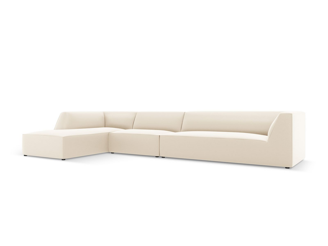 Cosmopolitan Design venstrevendt kunstlædermodulhjørnesofa, "Siena", 5-personers, 366 × 180 × 69 cm, Pacifico, sorte plastben