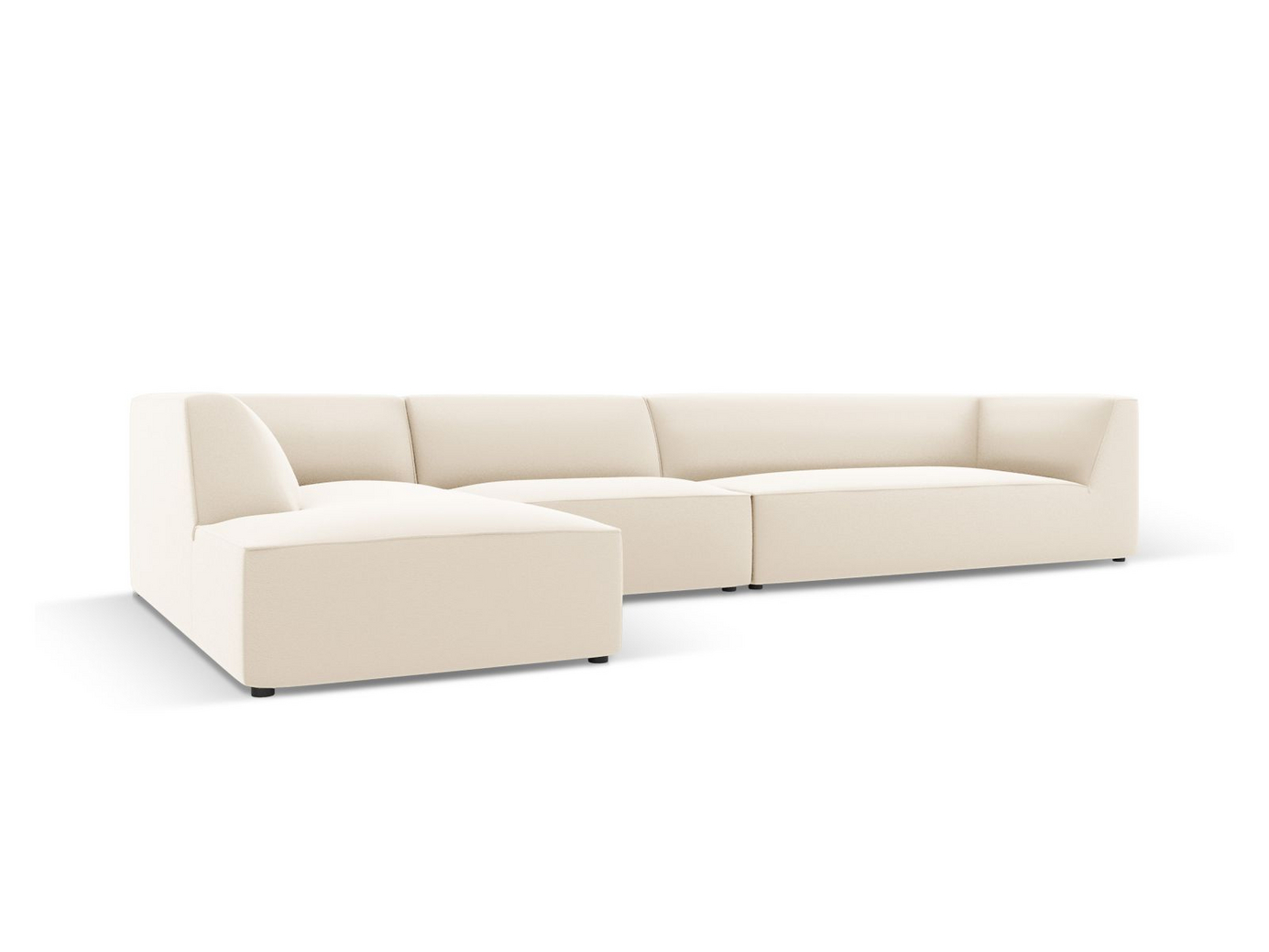 Cosmopolitan Design venstrevendt kunstlædermodulhjørnesofa, "Siena", 5-personers, 366 × 180 × 69 cm, Pacifico, sorte plastben
