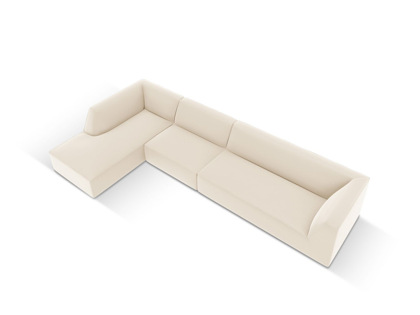 Cosmopolitan Design venstrevendt kunstlædermodulhjørnesofa, "Siena", 5-personers, 366 × 180 × 69 cm, Pacifico, sorte plastben