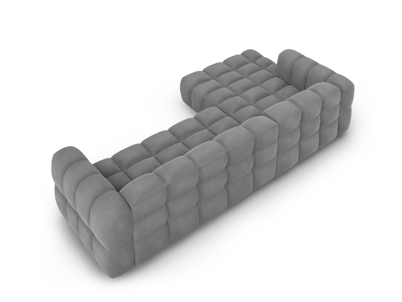 Cosmopolitan Design venstrevendt velourmodulhjørnesofa, "Sky", 4-personers, 300 × 162 × 70 cm, Casino, sorte plastben