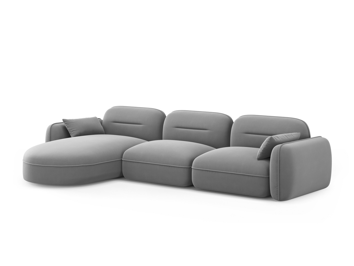 Cosmopolitan Design venstrevendt velourmodulhjørnesofa, "Sydney", 4-personers, 320 × 165 × 70 cm, Casino, sorte plastben
