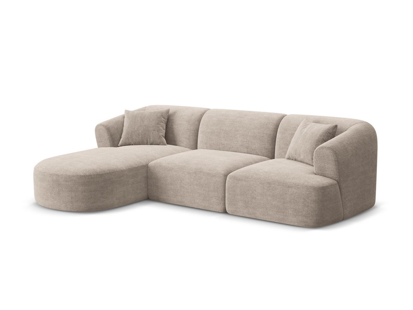 Cosmopolitan Design venstrevendt modulhjørnesofa, "Campi", 4-personers, 256 × 156 × 70 cm, Lincoln, sorte plastben