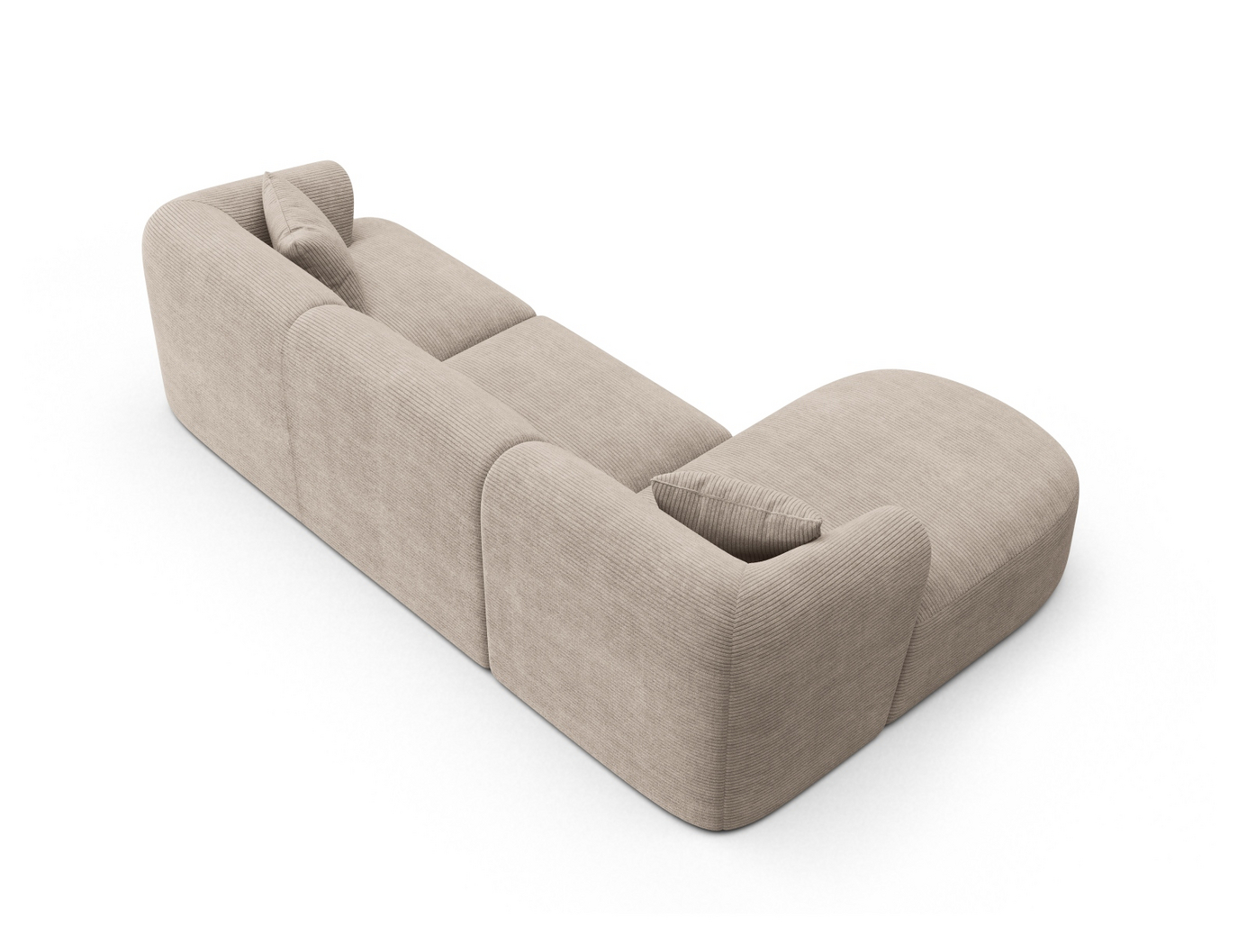 Cosmopolitan Design venstrevendt modulhjørnesofa, "Campi", 4-personers, 256 × 156 × 70 cm, Lincoln, sorte plastben