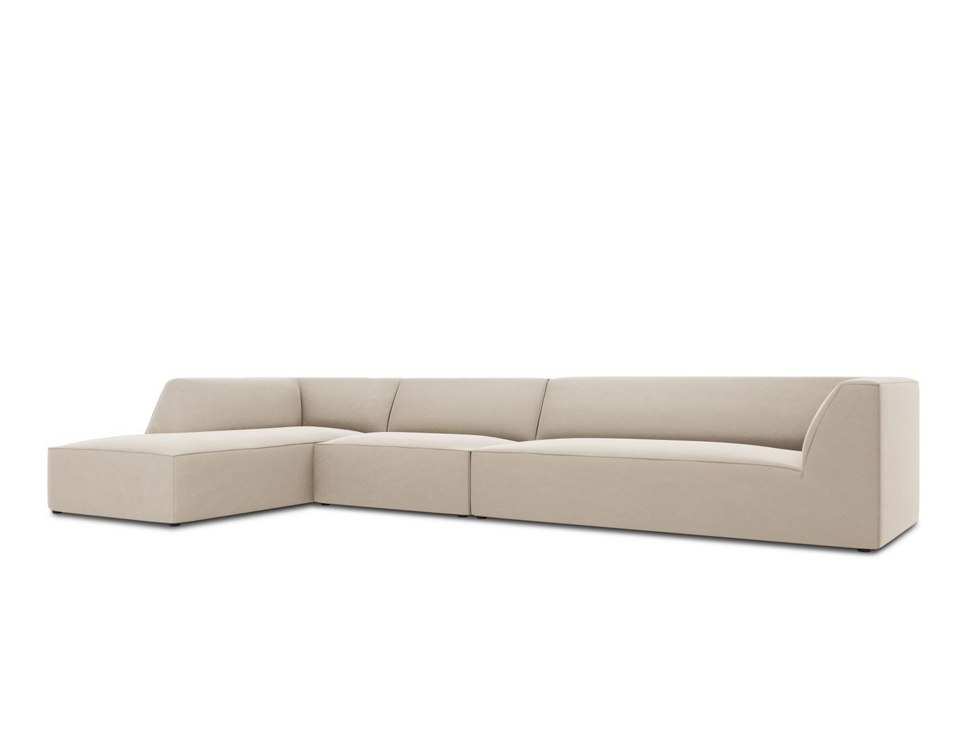 Cosmopolitan Design venstrevendt velourmodulhjørnesofa, "Siena", 5-personers, 366 × 180 × 69 cm, Salvador, sorte plastben, Variant LC_L_44