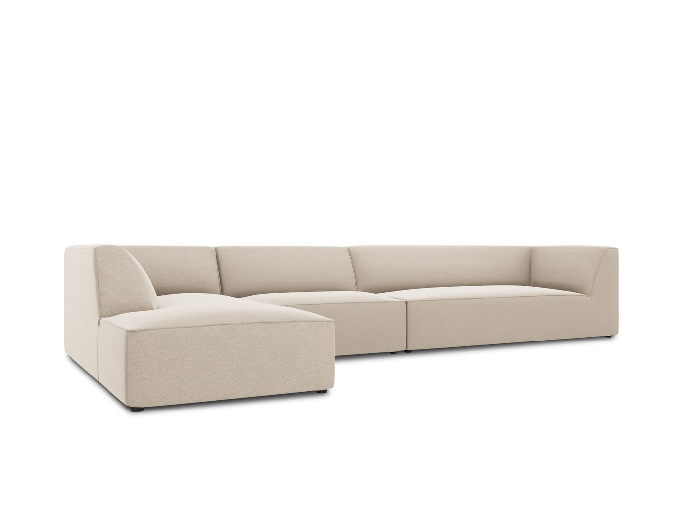 Cosmopolitan Design venstrevendt velourmodulhjørnesofa, "Siena", 5-personers, 366 × 180 × 69 cm, Salvador, sorte plastben, Variant LC_L_44