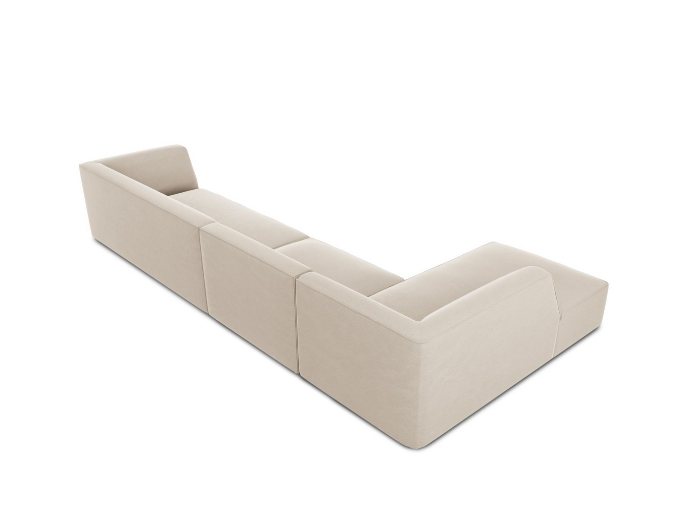 Cosmopolitan Design venstrevendt velourmodulhjørnesofa, "Siena", 5-personers, 366 × 180 × 69 cm, Salvador, sorte plastben, Variant LC_L_44