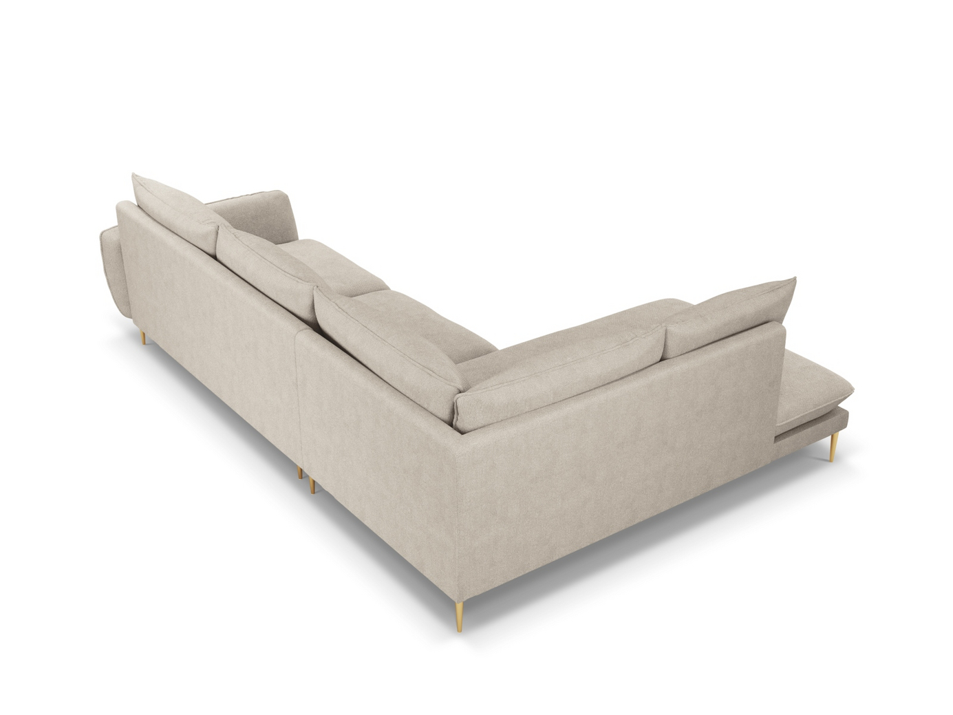 Cosmopolitan Design venstrevendt hjørnesofa, "Vienna", 6-personers, 275 × 185 × 95 cm, Positano, guldfarvede metalben