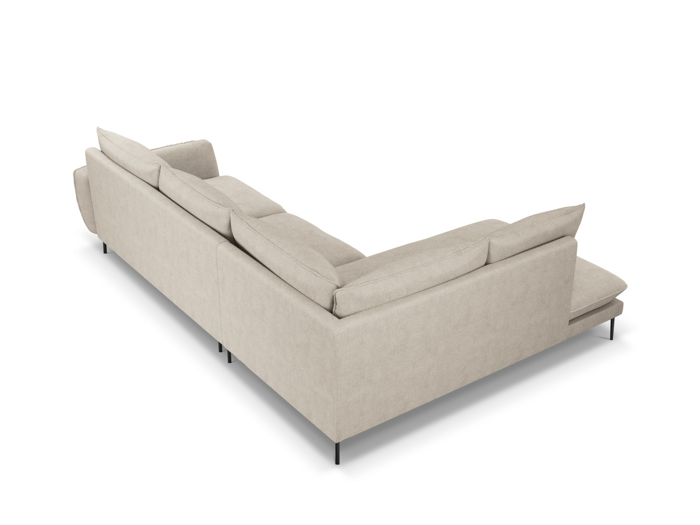 Cosmopolitan Design venstrevendt hjørnesofa, "Vienna", 6-personers, 275 × 185 × 95 cm, Positano, sorte metalben