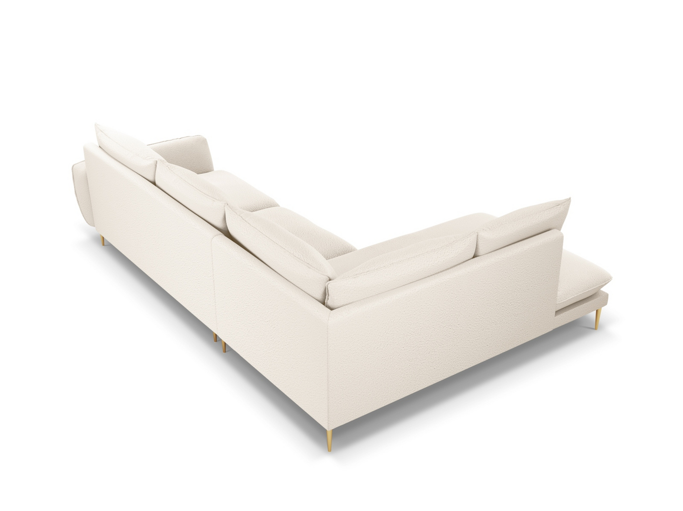 Cosmopolitan Design venstrevendt bouclé-hjørnesofa, "Vienna", 6-personers, 275 × 185 × 95 cm, Ascot, guldfarvede metalben