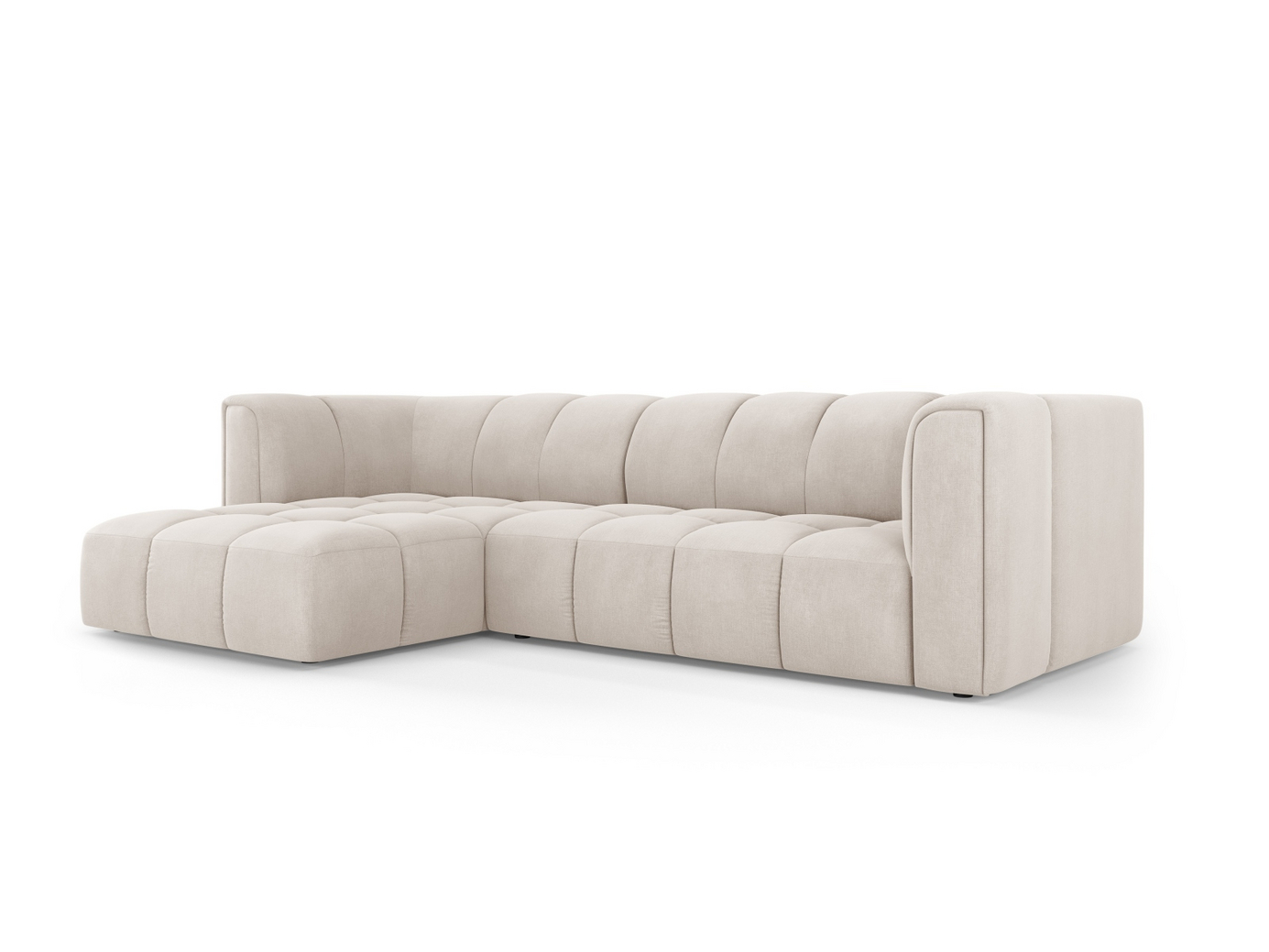 Cosmopolitan Design venstrevendt modulhjørnesofa, "Moritz", 3-personers, 256 × 160 × 70 cm, Rebel, sorte plastben
