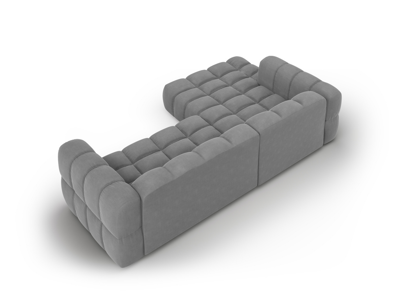 Cosmopolitan Design venstrevendt velourmodulhjørnesofa, "Sky", 4-personers, 272 × 162 × 70 cm, Casino, sorte plastben