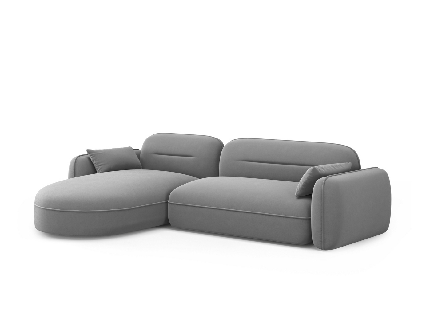 Cosmopolitan Design venstrevendt velourmodulhjørnesofa, "Sydney", 4-personers, 275 × 165 × 70 cm, Casino, sorte plastben